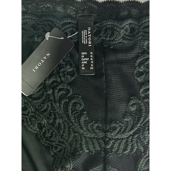 Natori Feathers Hipster Panty 753023 Dark Forest XL Lace Trim Mesh NWT - Picture 5 of 5